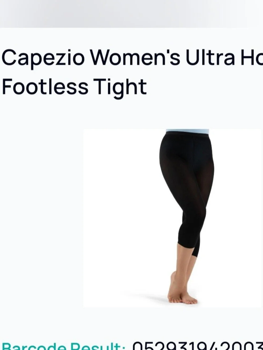 Capezio Black Footless Dance Capri Tights